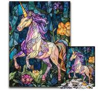 Stained Glass Unicorn Puzzles 1000 Pieces for Adults paper Jigsaw DIY Decoration Brain Challenge for Adult Family 1000 PCS(38x26cm)