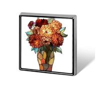 Stained Glass Vase with Flowers Peony Unisex Brooches & Pins Square Lightweight Lapel Badge Jewelry for Clothing Shawl Hat
