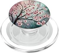 Stained Glass Vibrant Floral Cherry Blossom Graphic Art PopSockets PopGrip for MagSafe