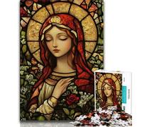 Stained Glass Virgin Mary 1000 Piece Jigsaw Puzzles for Adults Gifts,for Educational Game Challenge Toy Unique Home Decor And Gifts (38x26cm)