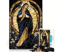 Stained Glass Virgin Mary Jigsaw Puzzles 1000 Piece for Teenagers Memory Build Indoor Play Fine Cut Santa Wish Pick 38x26cm
