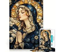 Stained Glass Virgin Mary Jigsaw Puzzles for Adults 1000 Piece Enhance Recall Leisure Time Exact Edge Festival Gift 38x52cm