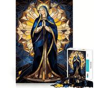 Stained Glass Virgin Mary Jigsaw Puzzles for Adults 1000 Pieces Pure Logic Toy Stress Free Sharp Cut Santa Wish Item 50x75cm
