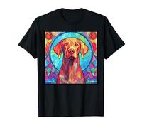 Stained Glass Vizsla Dog Mom Dad New Puppy T-Shirt