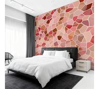 Stained Glass Wallpaper for Living Room, Pink Geometric Wall Mural for Bedroom 500x350 cm, Non-Woven Photo Wallpaper, Home Decor D&O104