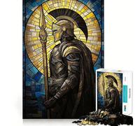 Stained Glass Warrior 1000 Piece Jigsaw Puzzles for Adults Teenagers Thought Toy Leisure Time Accurate Edge Wall Art Decor 38x26cm