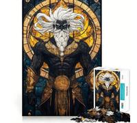 Stained Glass Warrior 1000 Pieces Jigsaw Puzzles for Adults Smart Game Stress Release Pattern Assembly Xmas Surprise 38x26cm
