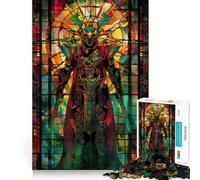 Stained Glass Warrior Puzzle for Teenagers 1000 Pieces Strengthen Memory Stress Free Smooth Edge 38x52cm
