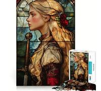 Stained Glass Warrior Woma 1000 Piece Jigsaw Puzzles for Adults Jigsaw Strong Logic Toy Group Play Clear Edge Perfect Present 38x26cm