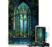 Stained Glass Waterfall 1000 Piece Jigsaw Puzzle for Adults Think Smart Toy Indoor Fun Smooth Cut Santa Wish Pick 38x26cm