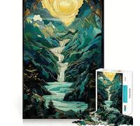Stained Glass Waterfall 1000 Piece Jigsaw Puzzle for Teenagers Brain Challenge Toy Relax Time Precise Cut Art Display 50x75cm