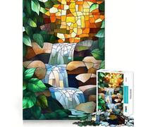 Stained Glass Waterfall 1000 Piece Jigsaw Puzzle for Teenagers Brain Challenge Toy Relax Time Precise Cut Art Display 50x75cm