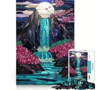 Stained Glass Waterfall 1000 Piece Jigsaw Puzzles for Adults Jigsaw Strong Logic Toy Group Play Clear Edge Perfect Present 50x75cm