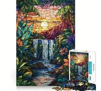 Stained Glass Waterfall 1000 Pieces Jigsaw Puzzles for Teenagers Brain Skill Leisure Time Exact Edge Thoughtful Gift 50x75cm