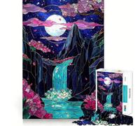 Stained Glass Waterfall 1000 Pieces Jigsaws Adults Puzzles Logic Boost Toy Bonding Time Premium Edge Premium Gift 50x75cm