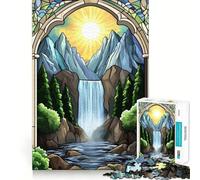 Stained Glass Waterfall Hard Jigsaw Puzzle for Adults 1000 Pieces Boost Recall Calm Escape Tight Edge 50x75cm