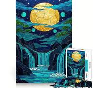 Stained Glass Waterfall Jigsaw Puzzles 1000 Piece for Teenagers Mind Skill Toy Cozy Relax Design Assembly Thoughtful Gift 50x75cm