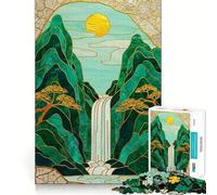 Stained Glass Waterfall Jigsaw Puzzles 1000 Piece for Teenagers Mind Skill Toy Cozy Relax Design Assembly Thoughtful Gift 38x52cm
