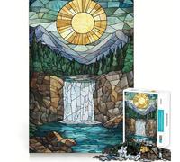 Stained Glass Waterfall Jigsaw Puzzles 1000 Pieces for Teenagers Mind Skill Toy Casual Fun Design Assembly Stylish Gift 50x75cm