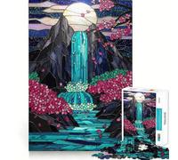 Stained Glass Waterfall Teenagers 1000 Piece Jigsaw Puzzle Brain Challenge Toy Shared Fun Clear Cut Warm Surprise 38x26cm