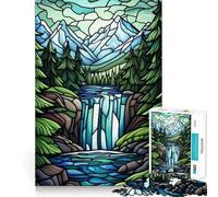 Stained Glass Waterfall Teenagers 1000 Piece Jigsaw Puzzle Brain Challenge Toy Shared Fun Clear Cut Warm Surprise 38x26cm
