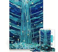 Stained Glass Waterfall with Stars Jigsaw Puzzles 1000 Piece for Teenagers Mind Skill Toy Cozy Relax Design Assembly Thoughtful Gift 38x52cm