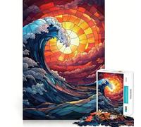 Stained Glass Wave 1000 Piece Jigsaw Puzzles for Teenagers Logic Ability Toy Calm Pastime Accurate Cut 50x75cm