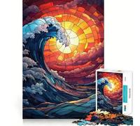 Stained Glass Wave 1000 Pieces Jigsaw Puzzles for Teenagers Mind Skill Toy Leisure Fun Design Assembly Elegant Gift 38x52cm