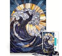 Stained Glass Wave Adults Puzzles 1000 Piece Jigsaws Reason Skill Toy Slow Enjoy Exact Cut Art Collection Piece 50x75cm