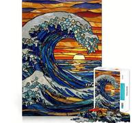Stained Glass Wave at Sunset 1000 Piece Jigsaw Puzzle for Teenagers Smart Toy Bonding Time Accurate Cut Art Collection Piece 38x52cm