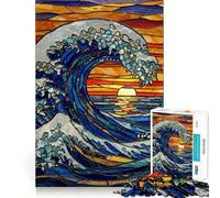 Stained Glass Wave at Sunset Jigsaw Puzzle for Adults 1000 Pieces Smart Reason Toy Group Joy Smooth Edge Fine Art Piece 50x75cm
