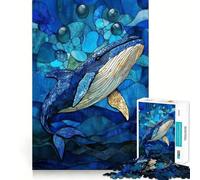 Stained Glass Whale 1000 Piece Jigsaw Puzzle for Teenagers Smart Toy Bonding Time Accurate Cut Art Collection Piece 38x52cm