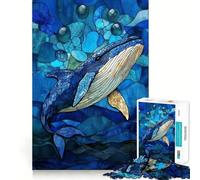 Stained Glass Whale 1000 Pieces Jigsaw Puzzles for Adults Thought Toy Calming Play Precise Edge Heartfelt Gift 50x75cm