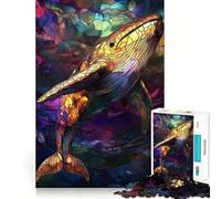 Stained Glass Whale Jigsaw Puzzle for Adults 1000 Pieces Smart Reason Toy Group Joy Smooth Edge Fine Art Piece 50x75cm