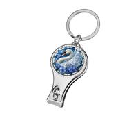 Stained Glass White Swan Blue Flowers Nail Clippers Toenail Clipper Cutters Professional Nail Trimmer Nail Cuticle Cutter for Women Men