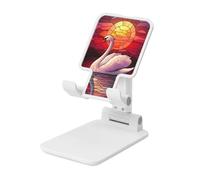 Stained Glass White Swan Sunset Foldable Cell Phone Stand Adjustable Angle Height Desktop Portable Cellphone Cradle Compatible With All Smartphone White-Style