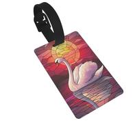 Stained Glass White Swan Sunset Luggage Tags Name Id Label Suitcase Tags, Ideal for Travel Cruise Backpacks Bag