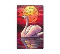 Stained Glass White Swan Sunset Single Toggle Blank Wall Plate Light Switch Cover Decorative 1 Gang for Kitchen Room Bathroom Size 11.4x7cm