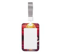 Stained Glass White Swan Sunset Sliding Id Badge Holder Hard Plastic Work Card Case Name Tag Protector for Nurses Office