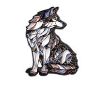 Stained Glass Wildlife Enamel Pins, Animal World Series Elegant Hard Enamels Brooch, Unique Wildlife Animals Enamel Pins (White Wolf)
