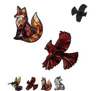 Stained Glass Wildlife Enamel Pins, Cute Nature Inspired Animal Lapel Pin Brooch for Backpacks and Jackets, Wildlife Pins Clothing Accessories for Animals Lovers(2pcs-set#d)