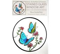STAINED GLASS WINDOW ART - STATIC CLING DECORATION - BLUE BUTTERFLIES