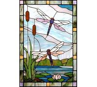 Stained Glass Window Film Animal Fish Bird Cat Tiger Color Printing Picture For Rectangular Shape Glass Home Decor