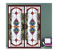 Stained Glass Window Film,European Church Mosaic Art Stained Glass Film,Static Cling Privacy Window Sticker,C,60x90cm(24"x36")