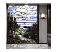 Stained Glass Window Film,European Church Mosaic Art Stained Glass Film,Static Cling Privacy Window Sticker,K,45x60cm(18"x24")