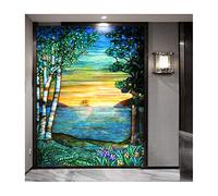 Stained Glass Window Film,European Church Mosaic Art Stained Glass Film,Static Cling Privacy Window Sticker,L,45x60cm(18"x24")