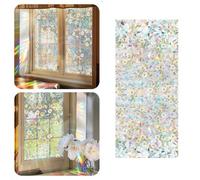 Stained Glass Window Film - Non-Adhesive Static Cling Rainbow Daisy Glass Window Stickers, Multicolor Home Decoration