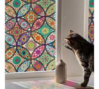 Stained Glass Window Film Privacy Decorative Tinting Film for Home Frosted Bathroom Window Coverings Static Cling Non-Adhesive
