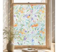 Stained Glass Window Film Privacy for Glass Windows, Window Privacy Film UV Blocking Static Cling for Home Kitchen Office, Fragments of Dreams of Flowers and Birds 44x200CM