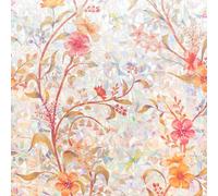 Stained Glass Window Film Static Cling Door Privacy Film Decorative Flowers Red Leaves Window Decals Stickers Heat Control Anti UV for Home and Office,23.6 inches by 78.7 inches